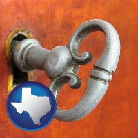 texas map icon and an antique furniture key