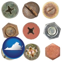 virginia map icon and screws heads and bolt heads