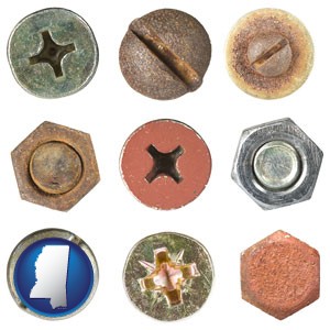 screws heads and bolt heads - with Mississippi icon