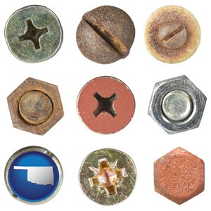 screws heads and bolt heads - with Oklahoma icon