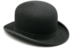 a black bowler hat, isolated on white