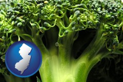 new-jersey map icon and fresh broccoli