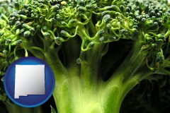 new-mexico map icon and fresh broccoli