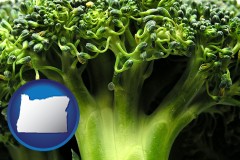 oregon map icon and fresh broccoli
