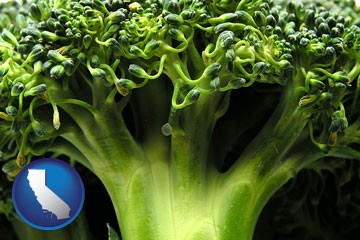 fresh broccoli - with California icon