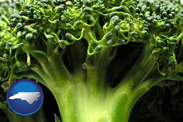 fresh broccoli - with North Carolina icon