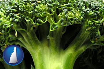 fresh broccoli - with New Hampshire icon
