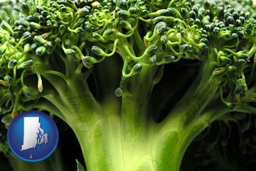 fresh broccoli - with Rhode Island icon
