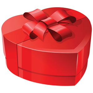 a red, heart-shaped box
