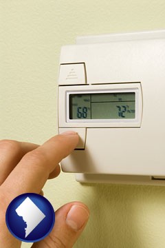 a heating system thermostat - with Washington, DC icon