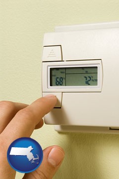 a heating system thermostat - with Massachusetts icon
