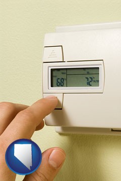a heating system thermostat - with Nevada icon