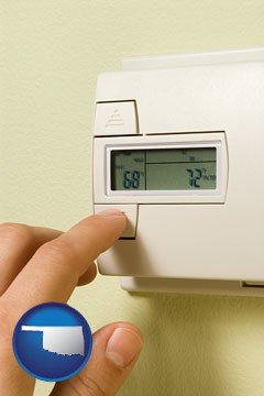 a heating system thermostat - with Oklahoma icon