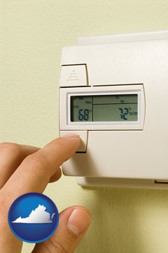 a heating system thermostat - with Virginia icon