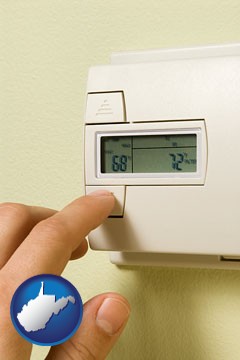 a heating system thermostat - with West Virginia icon