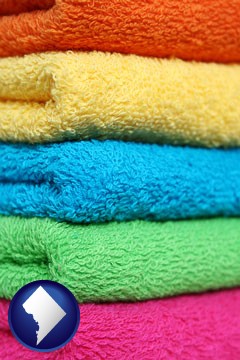 colorful bath towels - with Washington, DC icon