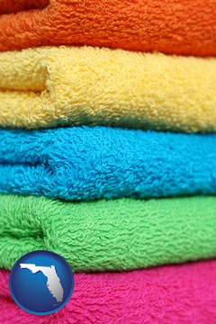 colorful bath towels - with Florida icon