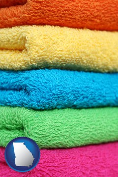 colorful bath towels - with Georgia icon