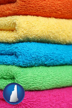 colorful bath towels - with New Hampshire icon