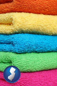 colorful bath towels - with New Jersey icon
