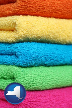 colorful bath towels - with New York icon