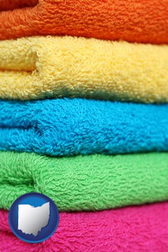 colorful bath towels - with Ohio icon