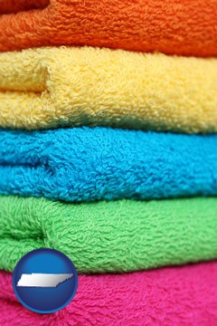 colorful bath towels - with Tennessee icon