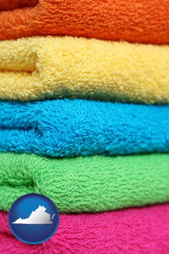 colorful bath towels - with Virginia icon