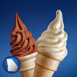 soft chocolate and vanilla ice cream cones - with Georgia icon