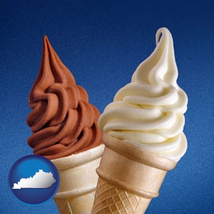 soft chocolate and vanilla ice cream cones - with Kentucky icon