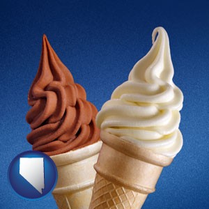 soft chocolate and vanilla ice cream cones - with Nevada icon