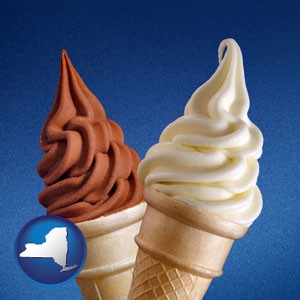soft chocolate and vanilla ice cream cones - with New York icon