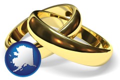 alaska map icon and wedding rings