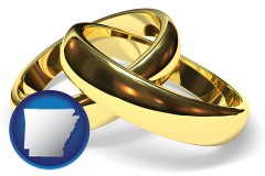 arkansas map icon and wedding rings