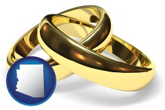arizona map icon and wedding rings