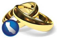 california map icon and wedding rings