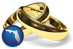 florida map icon and wedding rings