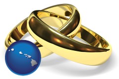 hawaii map icon and wedding rings