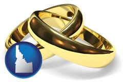 idaho map icon and wedding rings