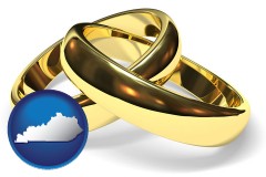 kentucky map icon and wedding rings