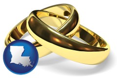 louisiana map icon and wedding rings