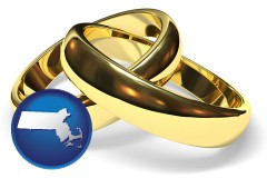 massachusetts map icon and wedding rings