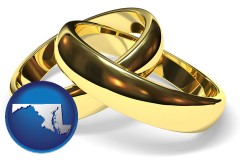 maryland map icon and wedding rings