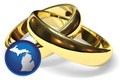 michigan map icon and wedding rings