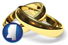 mississippi map icon and wedding rings