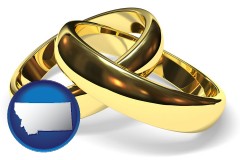 montana map icon and wedding rings