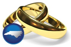 north-carolina map icon and wedding rings