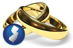 new-jersey map icon and wedding rings