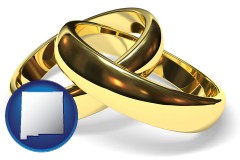 new-mexico map icon and wedding rings