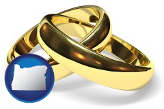 oregon map icon and wedding rings